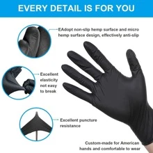 黑色PVC乳膠紋身貼家庭清潔洗碗手套