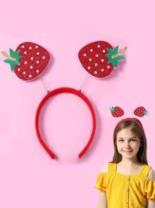 Diademas De Niñas Con Decoración De Fresas Brillantes Para Fiestas - Multicolor - Ver 1
