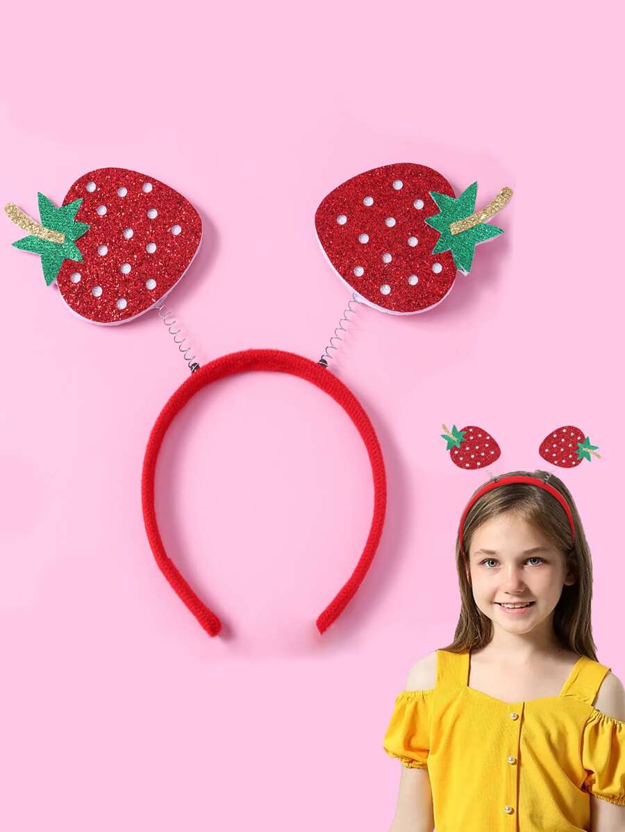 Diademas De Niñas Con Decoración De Fresas Brillantes Para Fiestas - Multicolor - Ver 1
