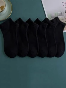 6雙時尚簡約黑色襪子 - 黑色 - 查看 2