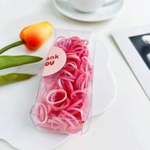 Colorful Disposable Elastic Hair Ties In Box, High Stretch And Gentle To Hair - Pink - View 1