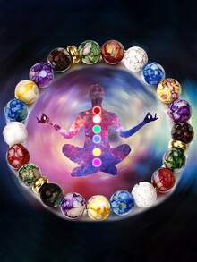 1pc Uncommon Colorful Bead Bracelet With Yoga Energy And Design - Multicolor - View 9