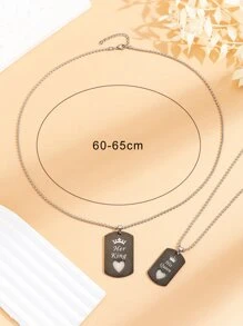 ATLVXJL 2pcs/Set Couple Matching Bracelets Crown Heart Love Glow In The Dark Letter HER KING & HIS QUEEN Stainless Steel Chain Charm Necklace Valentine's Day Gift Couple Gifts,Mom,Mother,Mother's Day,Gift - Multicolor - View 11