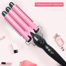 Hair Curling Iron, 3 Barrel Hair Waver With Wave Plates For Beachy Wave Hair - Champagne - View 7