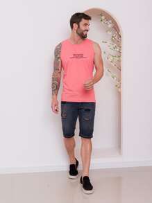 Men Tank Tops - 珊瑚粉 - 查看 1