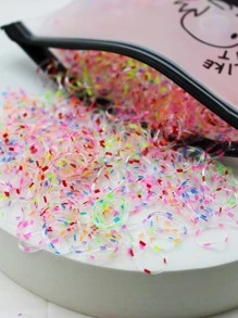 1000个迷你一次性弹力发圈套装，带收纳袋，适合女性，糖果色系，休闲百搭，多巴胺色马尾发圈，发绳，发圈，发饰，头饰，弹力发带 - 彩色 - 查看 2