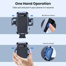 Suport suport pentru telefon TOPK pentru montaj auto Suport telefon mobil auto Suport auto compatibil cu iPhone Suport universal pentru bord Se potrivește pentru toate telefoanele inteligente - Negru - Vizualizare 7