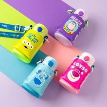 Miniso Insulated Mug With Straw, Free Adjustable Strap Easy To Carry And Protective Mug Cover For Drop Protection, Stainless Steel Leak-Proof Steel Mug 500mLr - Yellow - View 2