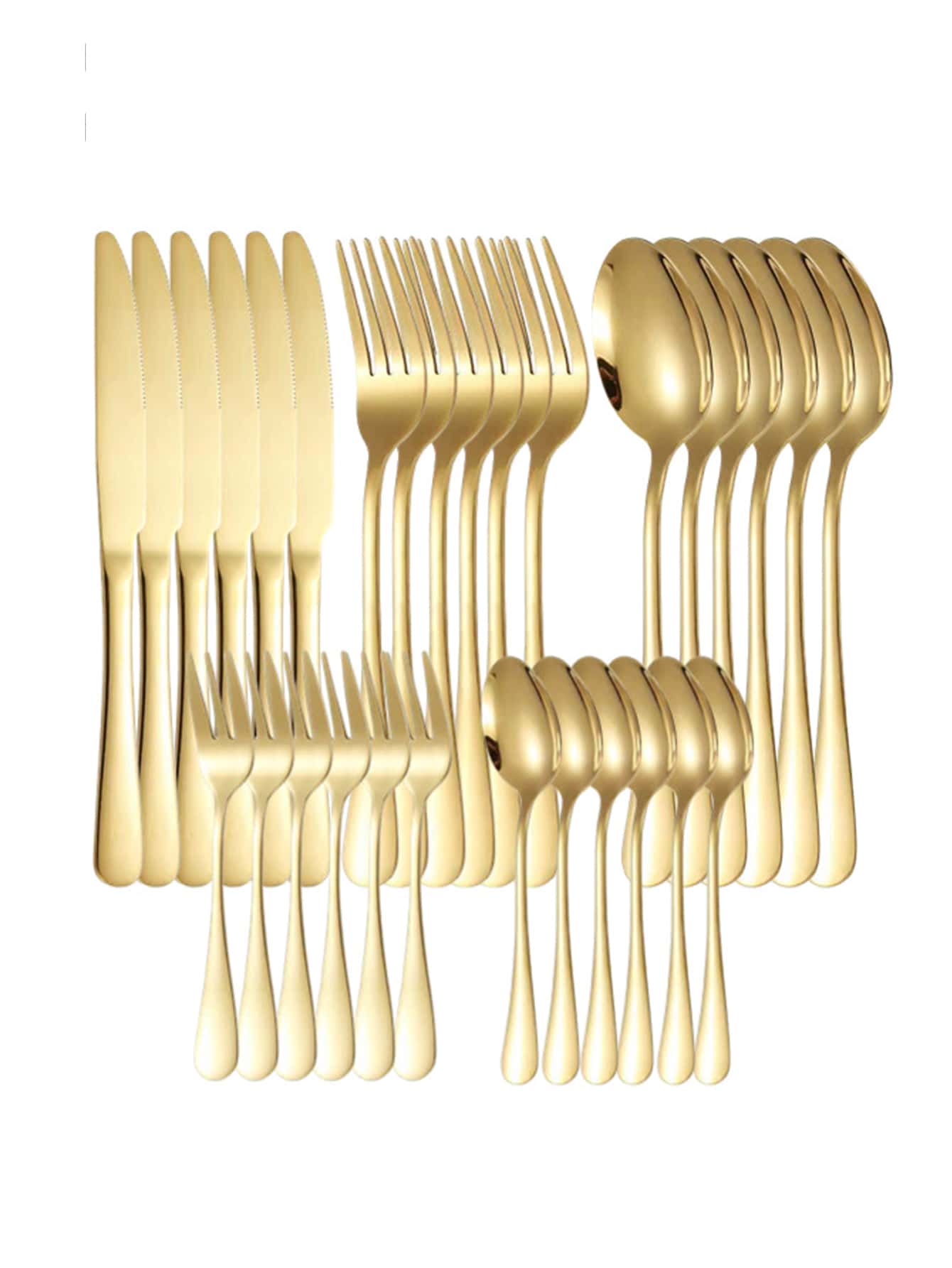 5pcs/30pcs Stainless Steel Cutlery Set With 5 Pieces - Dinner Steak Knife, Fork And Spoon Set,Kitchen,Christmas Gift - Gold - View 1
