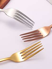 5pcs/30pcs Stainless Steel Cutlery Set With 5 Pieces - Dinner Steak Knife, Fork And Spoon Set,Kitchen,Christmas Gift - Gold - View 5