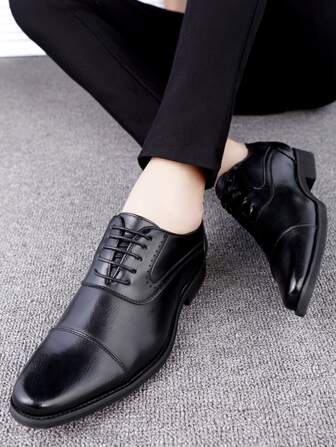 Men's Daily Office Business & Wedding Pu Leather Shoes, Black, Us Size 12