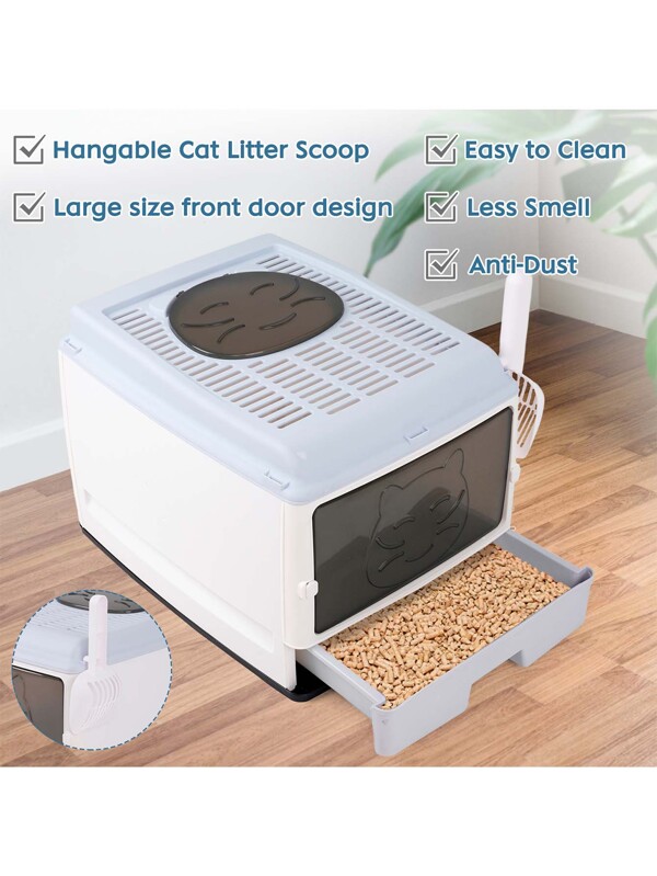Extra Large Cat Litter Box with Lid Covered Cat Litter Box Top Entry
