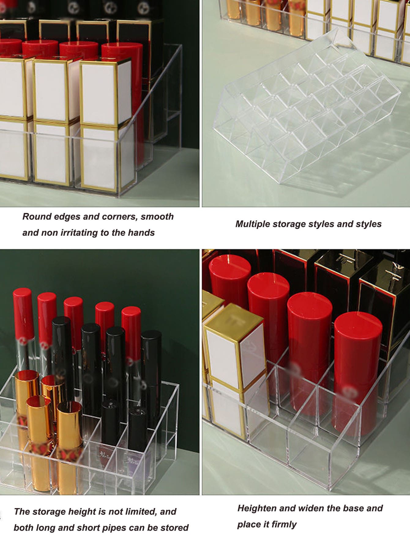1pc Transparent Lipstick Organizer Box Plastic Makeup