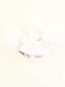 1 Miếng Trẻ em Dễ thương Thêu kỳ lân Mũ len Với Giường đôi tiêu chuẩn Pom-pom Cho mùa đông , Mặc hàng ngày - trắng - Xem 5