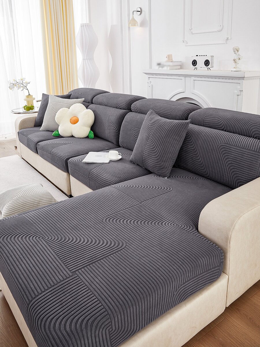 1入款式通用四季毛絨提花沙發坐墊套,極簡現代風格迷人寵物防護彈性沙發套,防刮花純色沙發保護套,適用於l形和1-4人座椅(分開售賣)