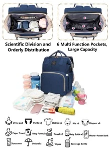 1個帶換衣站的嬰兒尿布袋背包,多功能便攜式防水大容量旅行嬰兒換衣包,嬰兒用品組織者,嬰兒註冊搜索,男女嬰兒尿布袋,嬰兒淋浴禮品,新生嬰兒必備禮品 - 藍色 - 查看 3