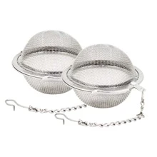 2pcs 1.77 inch Stainless Steel Mesh Tea Ball, Tea Infuser Strainers Filters with hook - Silver - View 1