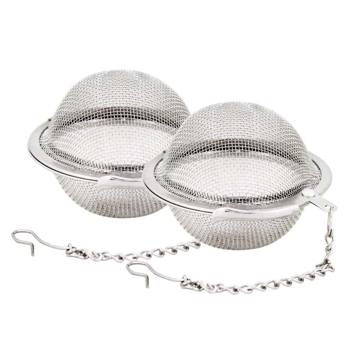 2pcs 1.77 inch Stainless Steel Mesh Tea Ball, Tea Infuser Strainers Filters with hook - Silver - View 1