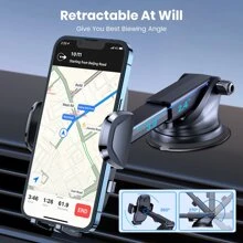 Suport suport pentru telefon TOPK pentru montaj auto Suport telefon mobil auto Suport auto compatibil cu iPhone Suport universal pentru bord Se potrivește pentru toate telefoanele inteligente - Negru - Vizualizare 8
