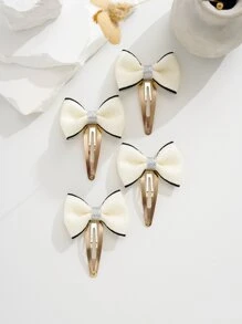 4pcs/set Kids' Bow Hair Clip - Beige - View 2