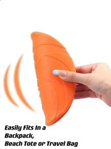 Utomhus Flygande Bricka Hund Mjukt gummi Interaktiv Lätt Flygande Bricka Och Hund Leksaker Den där kortegevagn ; Mild Hundar Tänder Och Tandkött - Orange - Visa 4