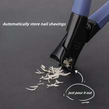 New Splash-proof Design, Thick & Hard Nails Dedicated Nail Clippers, Stainless Steel Material With Metal Nail File - Wide Toe Nail Clipper For Thick Nails - Blue - View 2