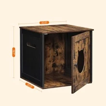 Feandrea Cat Litter Box Furniture, Hidden Litter Box Enclosure Cabinet With Single Door, Indoor Cat House, End Table, Nightstand - Brown - View 3