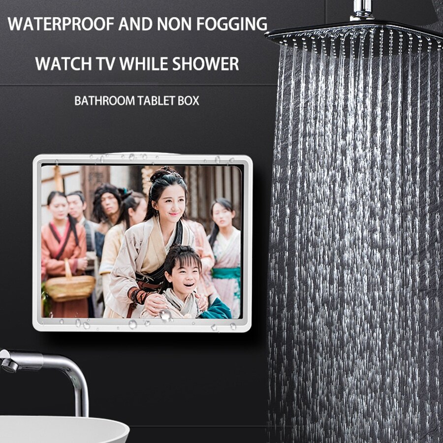 Ipad Case With Touch Screen, Slide Function, Waterproof, Fog-proof, For Bathroom Entertainment And 360° Rotating Stand - trắng - Xem 1
