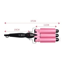 Hair Curling Iron, 3 Barrel Hair Waver With Wave Plates For Beachy Wave Hair - Champagne - View 8