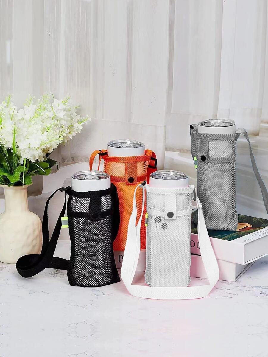 1入組網紗瓶袖,便攜水瓶套適用於野營,遠足,戶外運動 - 黑色 - 查看 1