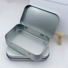 2pcs Mini Portable Stainless Steel Hinged Tin Box Container Set With Lid For Household Storage, Silver, Gift For Valentine's Day - Silver - View 3