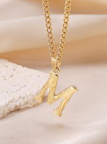 FEEL STYLE 1入組時尚不銹鋼 26 個字母吊墜項鍊男式女式