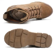 男士鋼頭靴子輕便工作安全鞋工作健行靴防刺穿堅不可摧的工作靴 - 棕色 - 查看 4