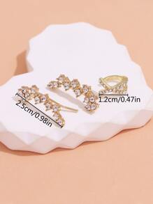 3pcs Rhinestone Decor Earrings