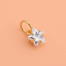 1入組方晶鋯石鑲嵌迷你星星&五角星925純銀吊墜DIY首飾製作(銀色調&,金色色調&鍍) - 星星款 - 查看 4