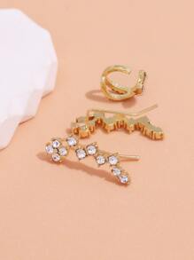 3pcs Rhinestone Decor Earrings