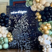 Fondo De Pared Con Brillo Negro, 24 Piezas, Paneles De Decoración De Fondo De Lentejuelas Negras, Fondos De Fotos Para Cumpleaños, Aniversario, Boda, Compromiso, Decoración - negro - Ver 9