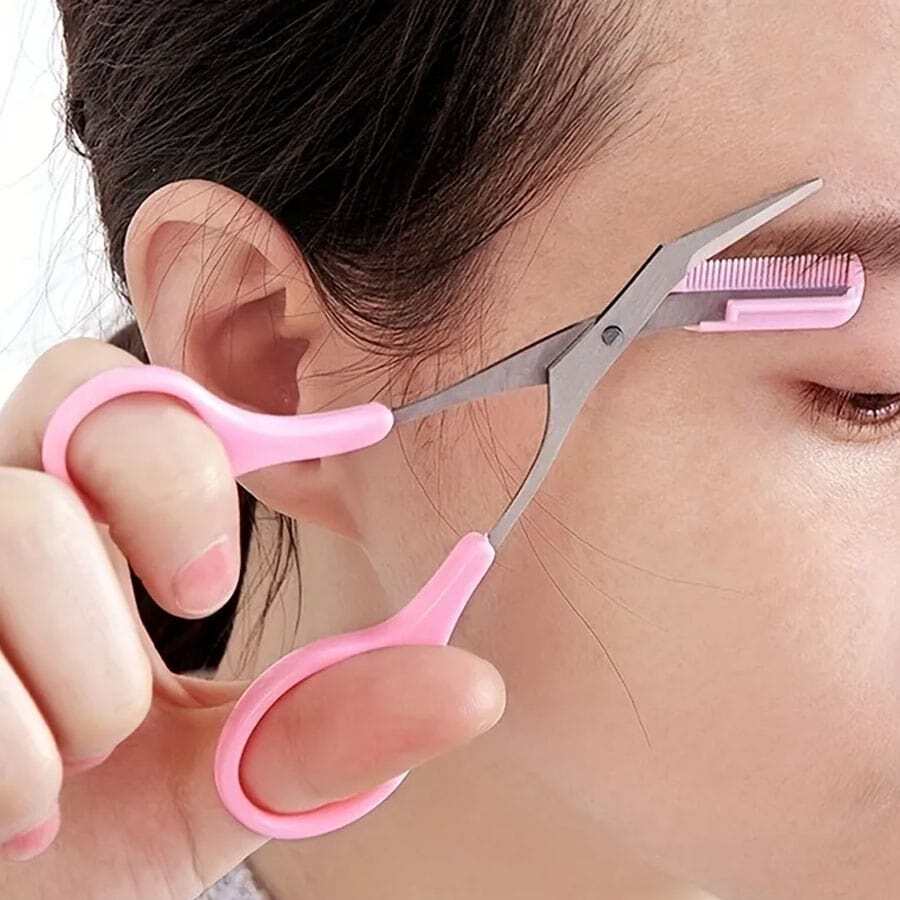 Premium Kéo cắt lông mày Cho nam giới & NỮ & Đúng mẫu Lược Đối với Hoàn hảo Tẩy lông & Tỉa cành - Hồng - Xem 1