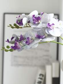 1 件 60 厘米仿真蝴蝶兰花，触感逼真，适用于家庭客厅桌面装饰、派对和活动中心装饰、情人节礼物 - 淡紫色 - 查看 2
