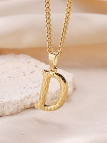 FEEL STYLE 1入組時尚不銹鋼 26 個字母吊墜項鍊男式女式