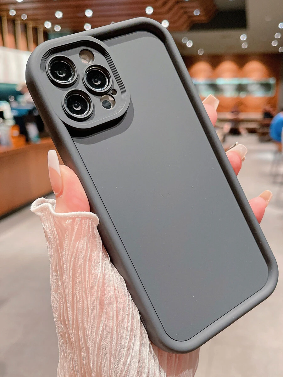 Basic Phone Cases 1pc Plain Phone Case Made Of High-Bamboo Material, Compatible With Iphone 14/13, 12 Pro Max, 15 Pro Max/Plus/Pro - Grey - View 1