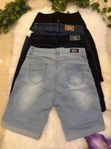 Women Denim Shorts - 彩色 - 查看 2