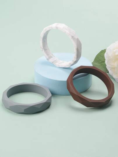 3pcs Rubber Bracelet Set, Silicone Wristband For Men, Women And Teenagers (mixed Colors), Silicon, Silicon Rubber