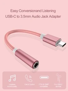 Type-C 转 3.5mm 音频适配器，USB C 耳机插孔数字辅助适配器，耳机 USB C 适配器，Type-C 公头转 3.5mm 母头耳机插孔，兼容所有 Type-C 设备