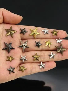 100入組/套銅五角星熨燙貼片,三尺寸:,適用於服裝,帽,鞋, - 彩色 - 查看 5