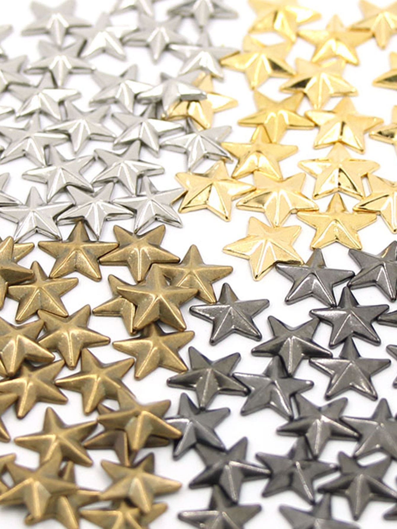 100入組/套銅五角星熨燙貼片,三尺寸:,適用於服裝,帽,鞋, - 彩色 - 查看 1