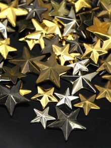 100入組/套銅五角星熨燙貼片,三尺寸:,適用於服裝,帽,鞋, - 彩色 - 查看 4