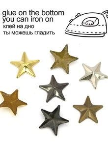 100入組/套銅五角星熨燙貼片,三尺寸:,適用於服裝,帽,鞋, - 彩色 - 查看 6