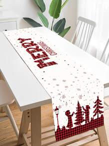 1pc NEW Christmas Design Polyester Tablecloth Table Runner, Table Runner Perfect Decoration For Family Christmas Party - C - View 5
