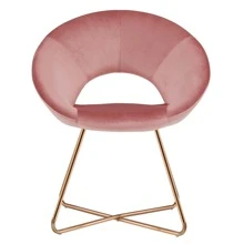 Duhome Modern Accent Velvet Chairs Dining Chairs Single Sofa Comfy Upholstered Arm Chair Living Room Furniture Mid-Century Leisure Lounge Chairs With Golden Metal Frame Legs 1 PCS Pink